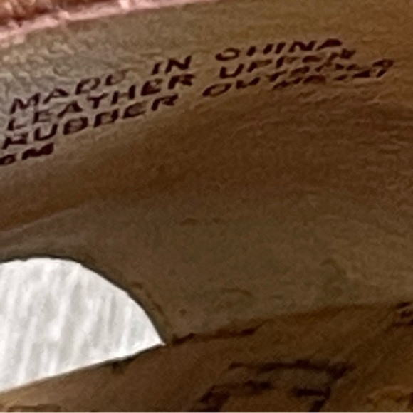 Michael Kors Warren Slide Luggage Brown Gold Logo Leather Size 6 - Picture 6 of 8